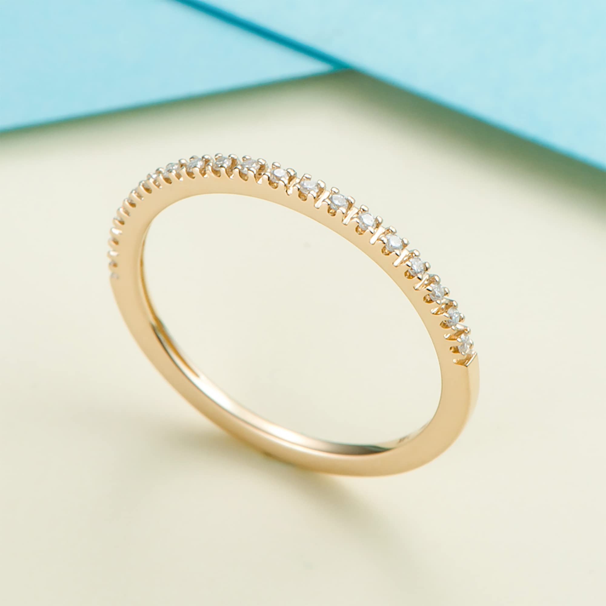 14K Solid Gold Moissanite Eternity Wedding Band for Women - 1.5mm Thin Stackable Ring, Durable 14K Gold Engagement Ring, Anniversary Gift for Her - Perfect for Bridal Sets, Proposals & Special Occasions