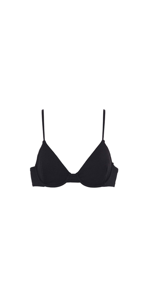 Elegant Black Ribbed Bikini Top for Women - Perfect for Beach Vacations, Pool Parties & Summer Getaways
