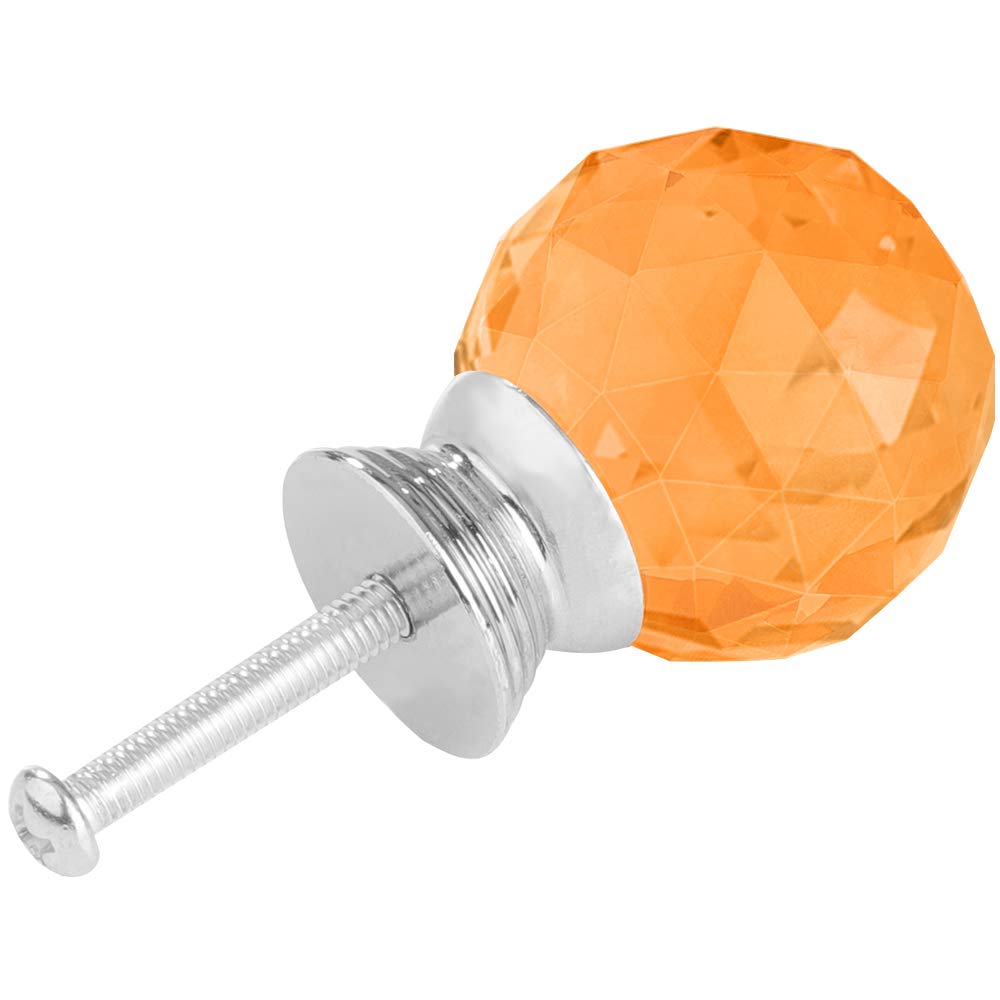 12pcs 30mm Crystal Glass Cabinet Knobs - Amber for Kitchen, Dresser, Cupboard