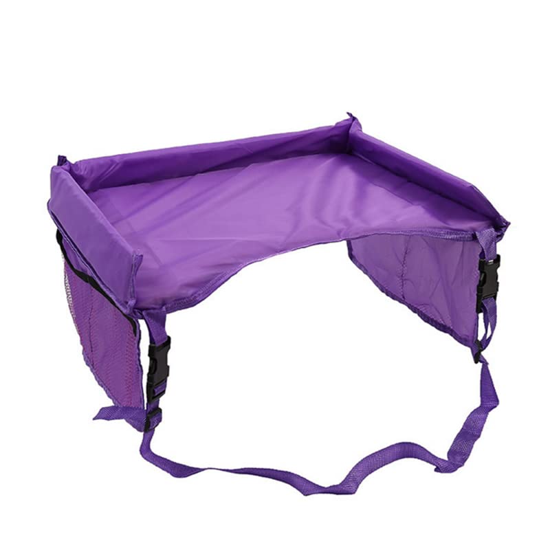 **Purple Car Seat Travel Tray for Baby & Kids – Waterproof Snack & Toy Organizer with Cup Holder – Perfect for Strollers, Road Trips & Airplane Travel**