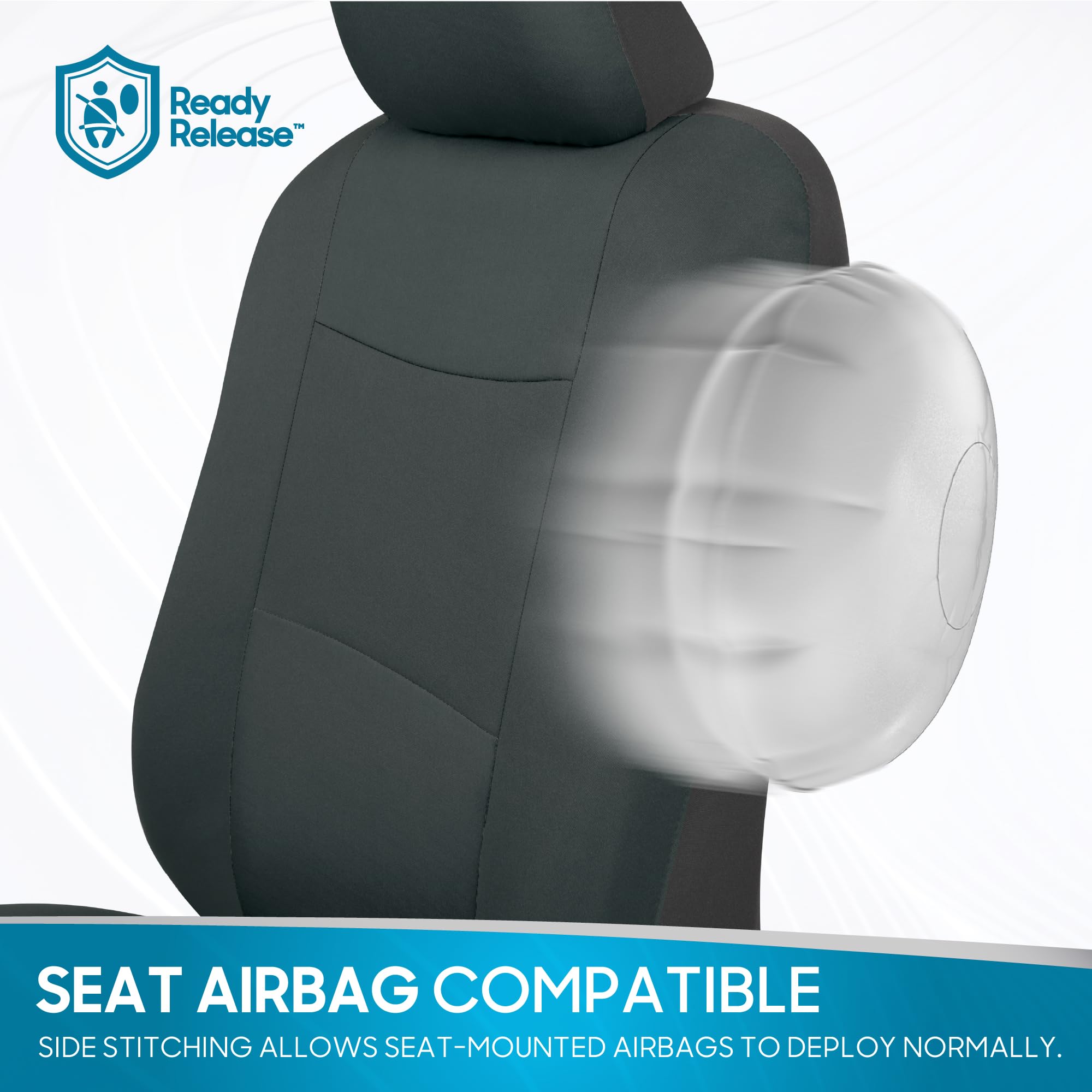 BDK PolyPro Car Seat Covers Full Set - Charcoal Front & Rear Split Bench Seat Covers for Cars, Trucks, Vans & SUVs | Easy Installation | Perfect for Road Trips, Daily Commute & Pet Protection
