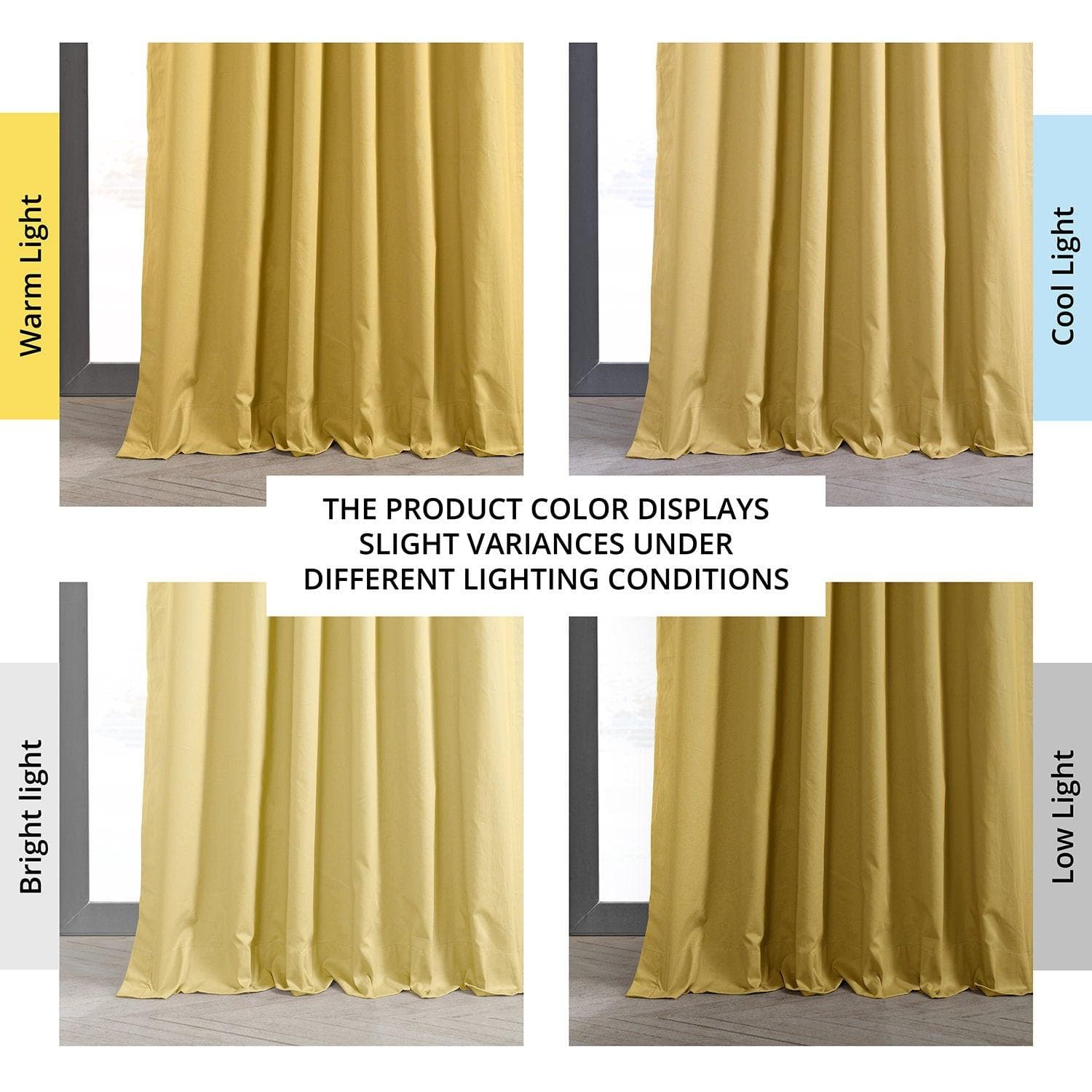 Light Ochre Solid Cotton Blackout Curtains for Bedroom & Hotel - Thermal Insulated Noise Reducing Window Drapes for Better Sleep