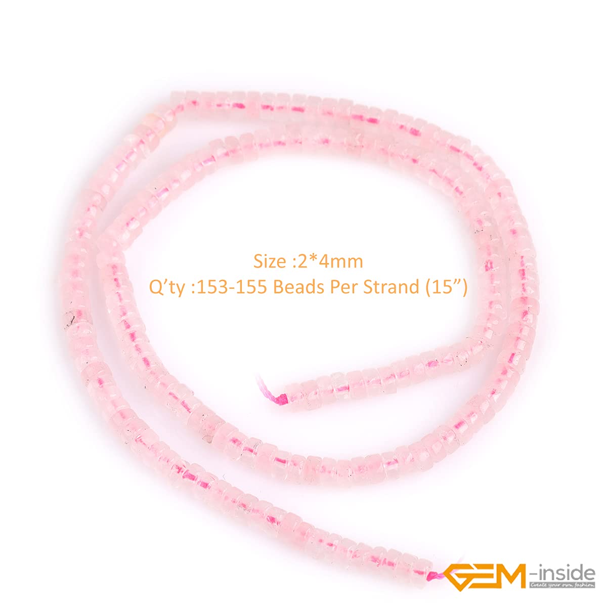Pink Rose Quartz Beads 2X4mm Rondelle - 155Pcs Smooth Gemstone Beads for Jewelry Making, Healing Crystal Stones, DIY Bracelets & Necklaces - Perfect for Spiritual Gifts & Meditation Accessories