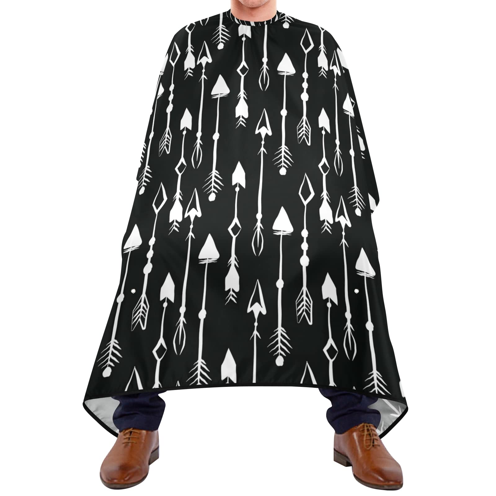 Professional Barber Cape Black & White Arrow Design - Adjustable Hairdressing Apron for Salon & Home Use - Soft Styling Cape for Men's Haircuts (140x168cm) - Perfect for Barber Shops, Hair Stylists & DIY Haircuts at Home