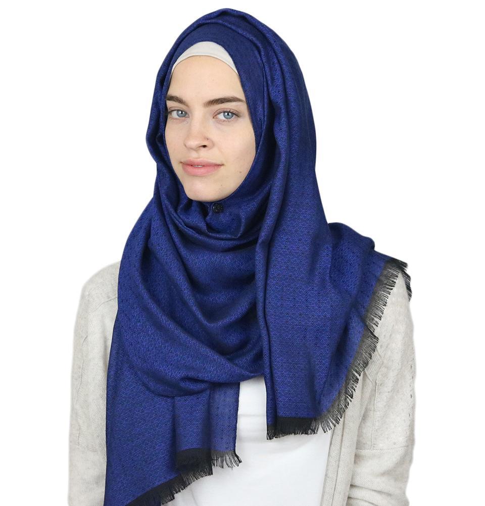 Aker Jacquard Hijab Shawl Royal Blue 1023BRL - Elegant Muslim Headscarf for Women, Lightweight & Breathable - Perfect for Daily Wear, Prayer, and Special Occasions