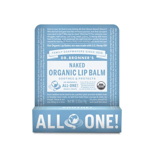 Organic Lip Balm by Dr. Bronners - All-Natural, Naked Formula for Hydration & Protection - Perfect for Dry Lips, Winter Care & On-The-Go Use
