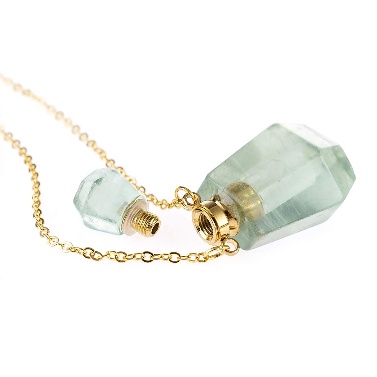 Gemstone Crystal Perfume Bottle Necklace - Aromatherapy Essential Oil Diffuser Pendant for Women, Travel Fragrance Locket Jewelry Gift for Her | Perfect for Yoga, Meditation, Dating & Daily Wear