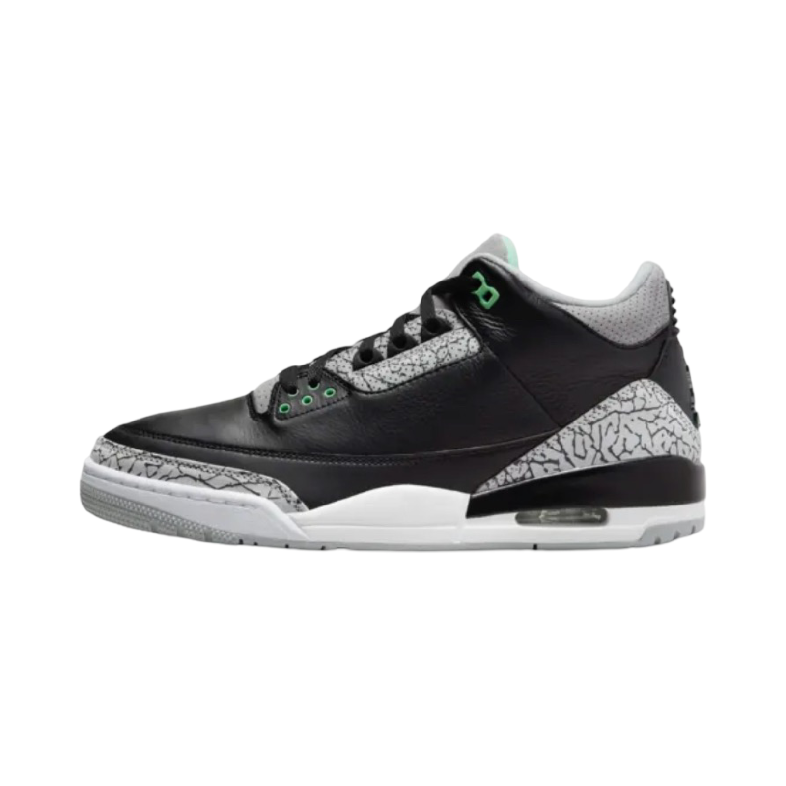 Air Jordan 3 Retro Green Glow Wolf Grey Sneakers - Men's Basketball Shoes for Casual Wear & Street Style