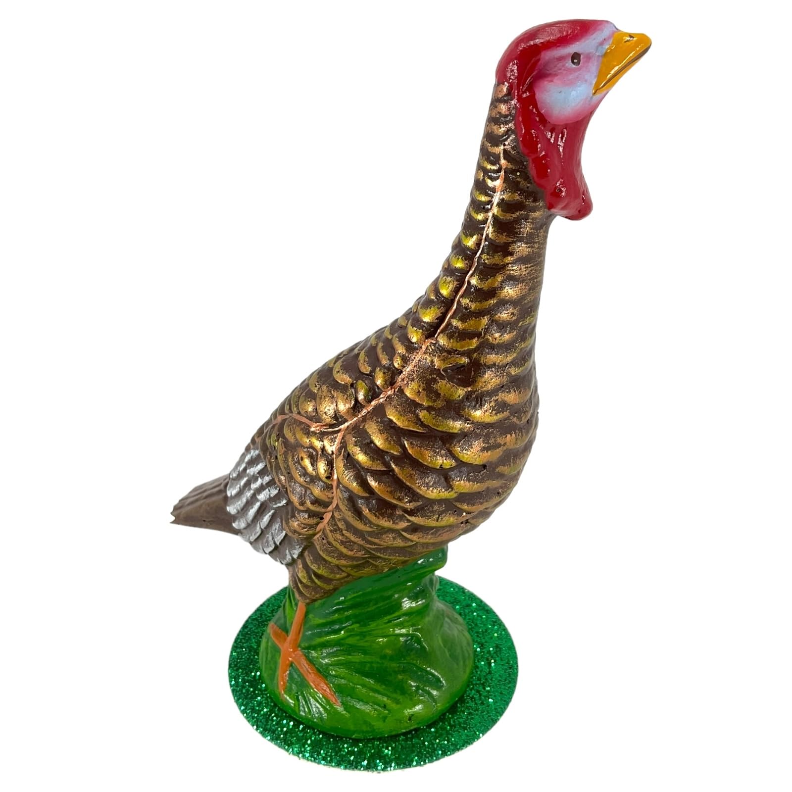 Handcrafted Schaller Paper Mache Female Turkey Decoration - German-Made Thanksgiving Centerpiece for Festive Table Decor & Holiday Home Décor
