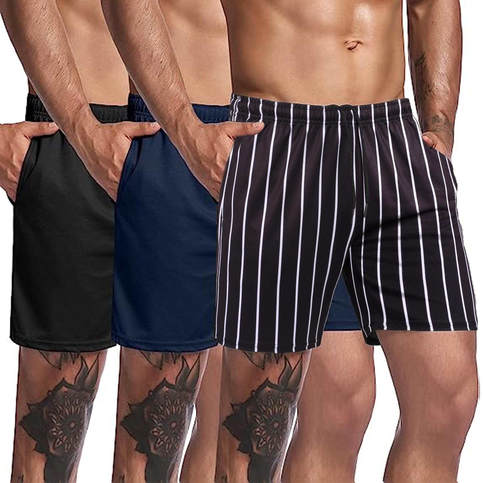 COOFANDY Men's 3 Pack Gym Shorts - Lightweight Athletic Workout Shorts with Pockets for Running, Training & Bodybuilding | Breathable Mesh Fabric for Comfort & Performance