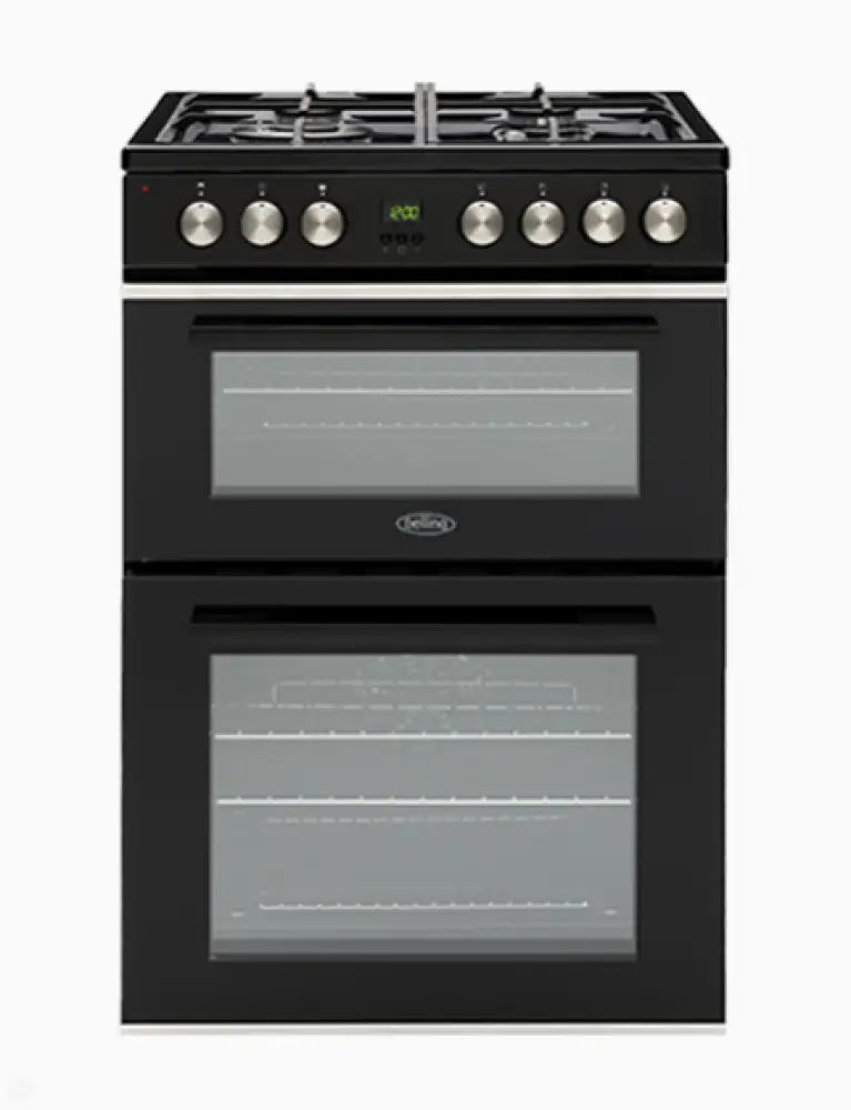 Belling BFS60DOGG 60cm Freestanding Gas Range Cooker with 5 Burner Gas Cooktop & Double Oven - Perfect for Home Kitchen, Baking, and Family Cooking