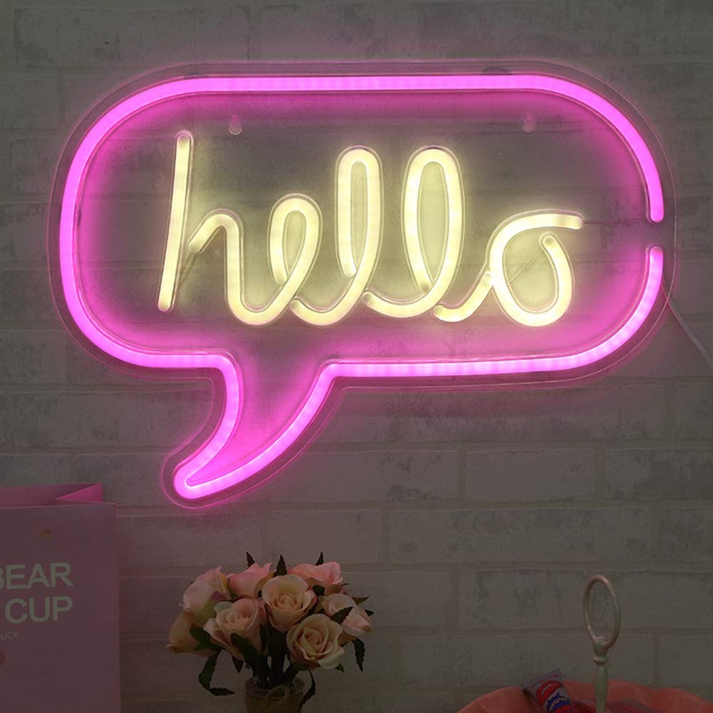 Sixx LED Neon Light - Custom Hello Shape Neon Sign for Wall Decor, Home, Hotel, Bar & Party Lighting | Dimmable Art Deco Light for Bedroom, Living Room, Wedding & Events