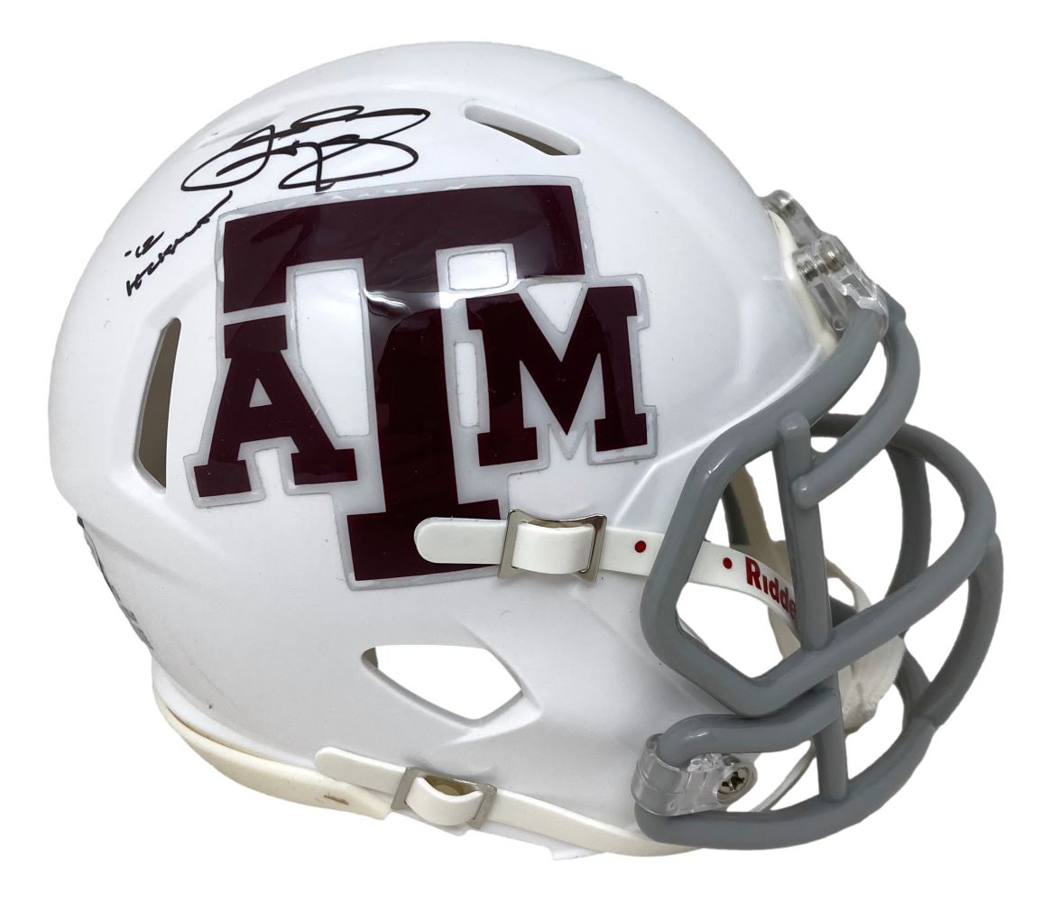 Johnny Manziel Autographed Texas A&M White Mini Football Helmet - Limited Edition Heisman 12 BAS ITP - Perfect for Sports Memorabilia Collectors and Aggies Fans Display