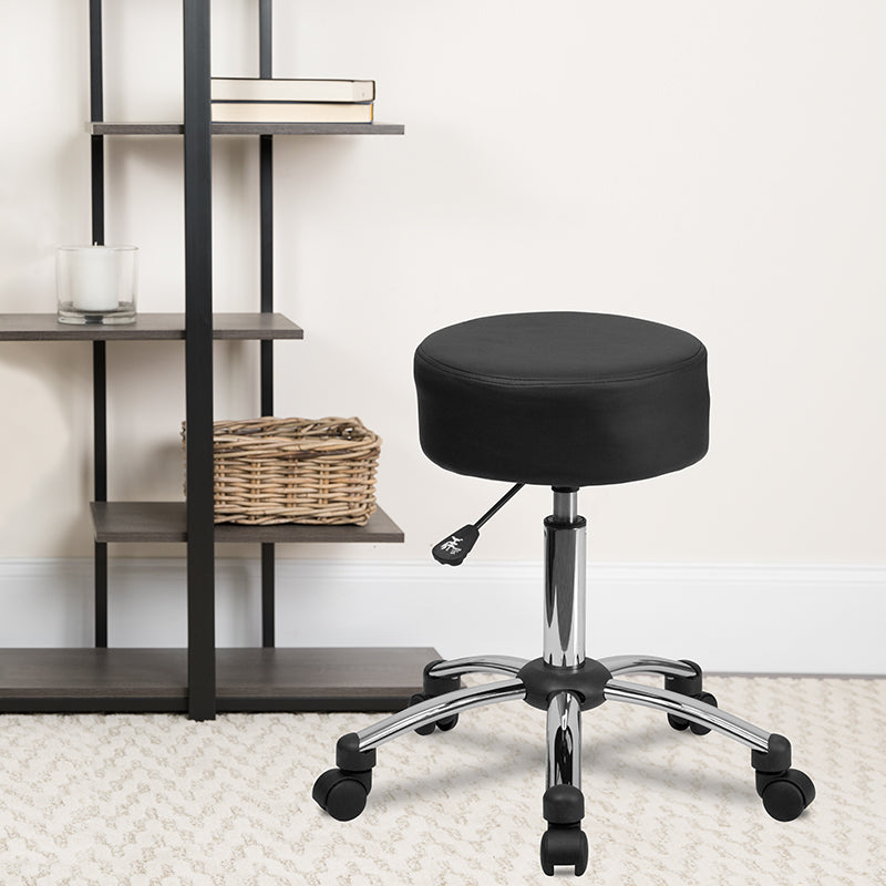 FLASH Medical Ergonomic Stool with Chrome Base - Adjustable Rolling Stool for Doctors, Dentists, Nurses & Lab Technicians - Comfortable & Durable for Clinics, Hospitals & Medical Offices