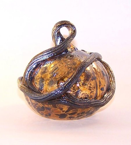 Handmade 'Honey Moon' Art Glass Pumpkin Decor - 5