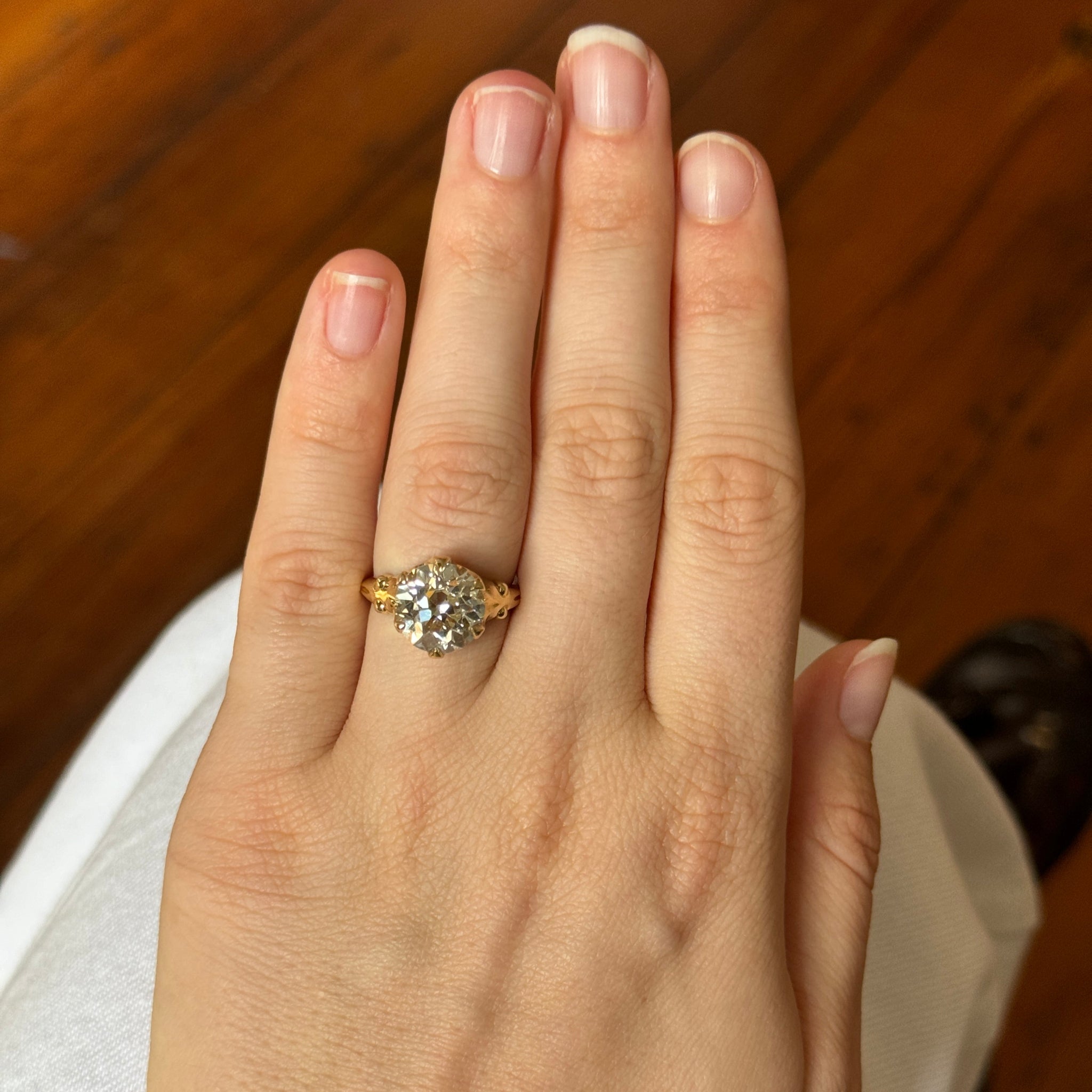 Victorian Style 5.14ct Old European Cut Diamond Solitaire Ring in 18K Gold - Elegant Engagement, Wedding & Anniversary Jewelry Gift