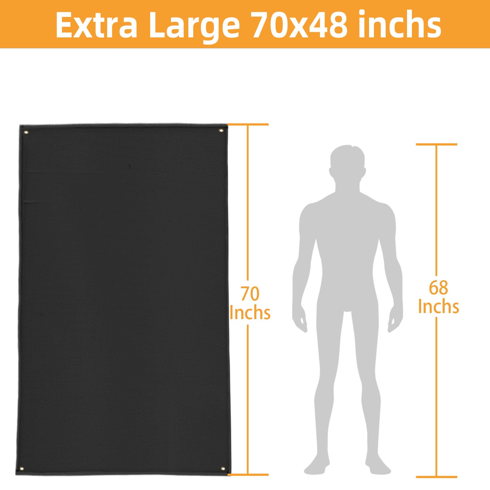 **70x48 Inch Extra Large Fireproof Grill Mat for Outdoor BBQ - Heavy Duty Grill Deck Protector, Blackstone Griddle Floor Mat, Patio & Deck Fireproof Under Grill Mat for Backyard, Camping & Tailgating**