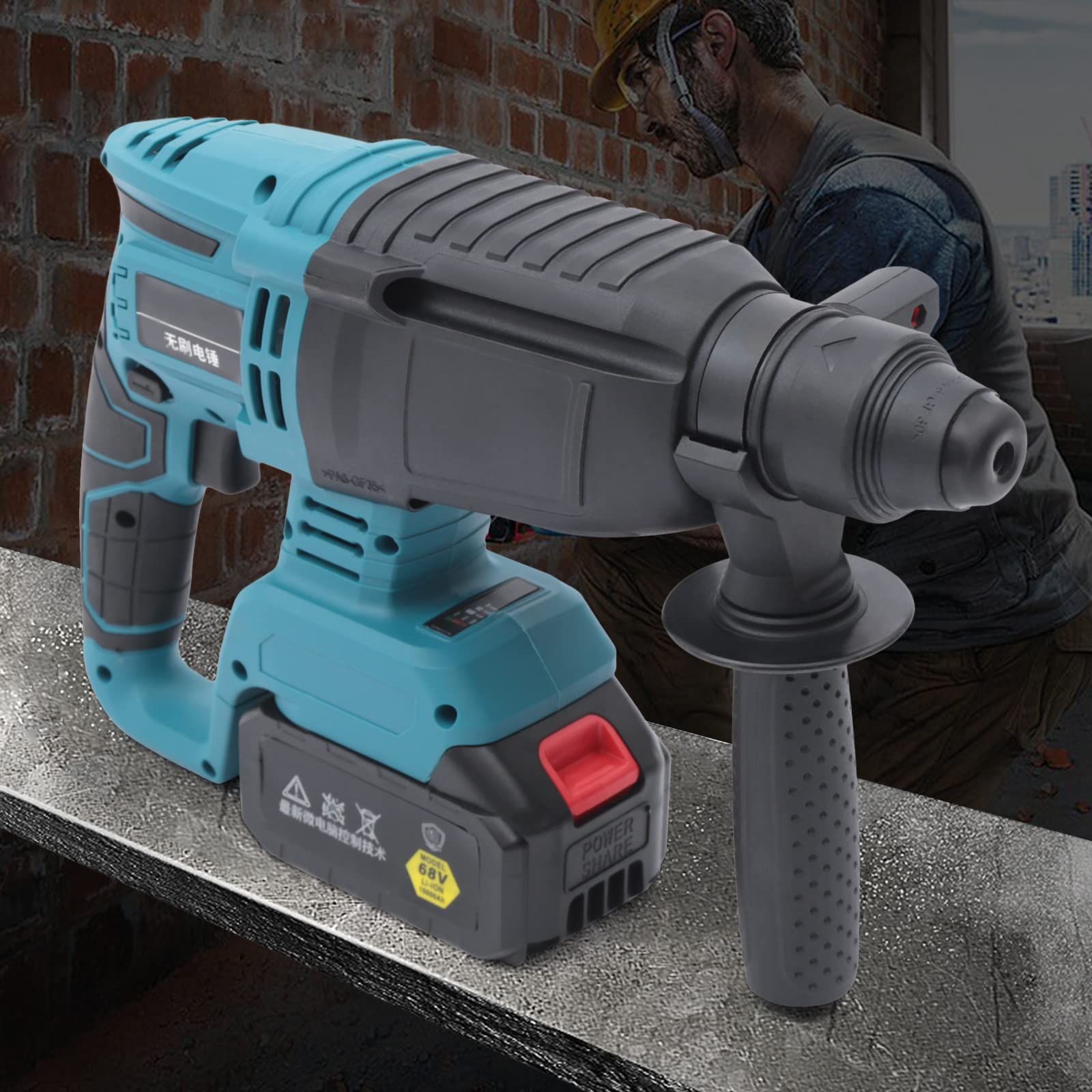 1.02 Inch SDS-Plus Heavy Duty Rotary Hammer Drill with Safety Clutch | 3-Function (Drill, Hammer, Chisel) | Low Vibration System | Includes 2 Batteries, Charger & Depth Gauge | Perfect for Concrete Drilling, Demolition & Masonry Work