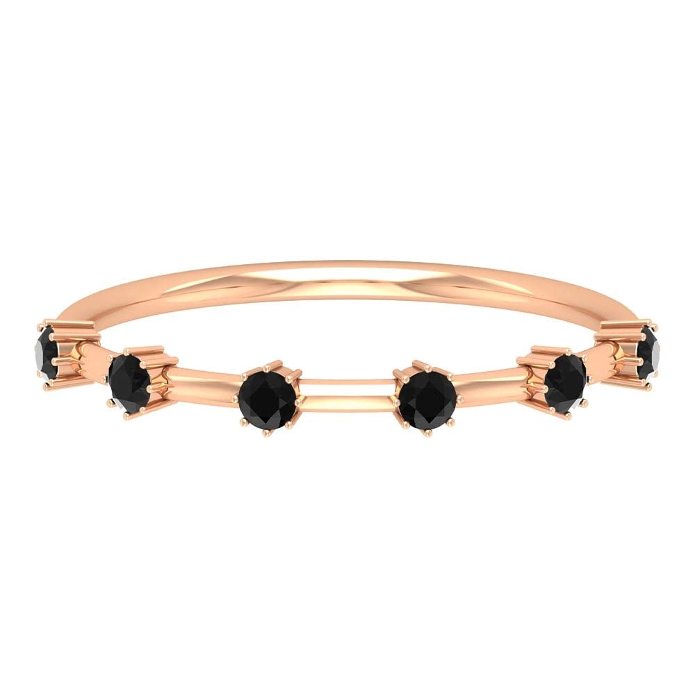 14K Solid Gold Black Spinel Ring for Women - Minimalist August Birthstone Jewelry - Natural Black Spinel Gold Ring for Elegant Everyday Wear & Special Occasions