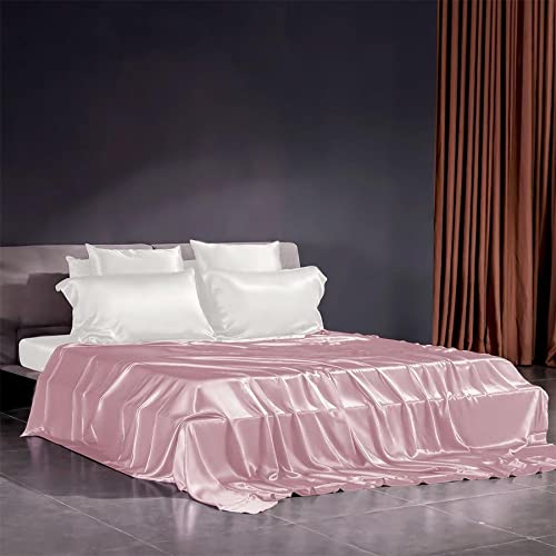 Luxurious Ultra Soft Silky Satin 6-Piece Bed Sheet Set - Queen Size, Wrinkle-Free & Breathable for Comfortable Sleep | Perfect for Master Bedroom, Guest Room & Hotel Use