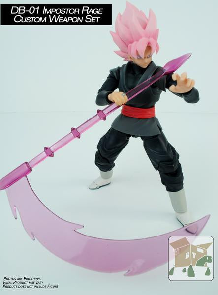 Custom S.H. Black Rose Goku DB 01 Impostor Rage Weapon Set - Perfect for Action Figure Displays & Anime Collectors