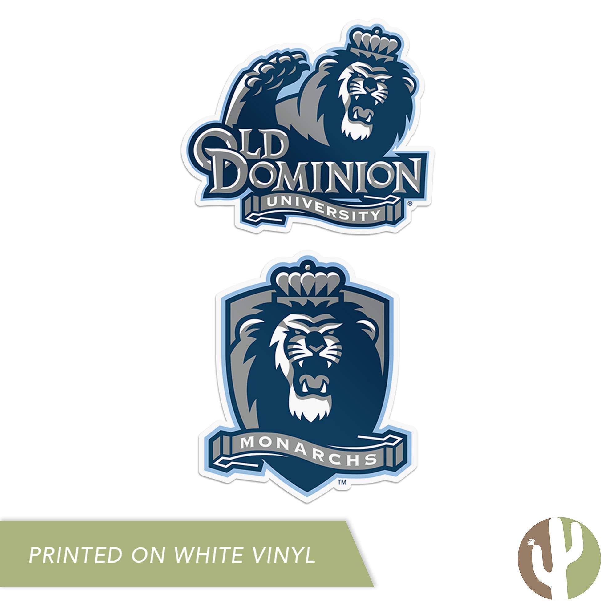 ODU Monarchs Vinyl Decal Sticker Set - 4 Inch Desert Cactus Design for Laptop, Water Bottle, Car & Scrapbook | Old Dominion University Merchandise | Perfect for College Students, Alumni & Fans