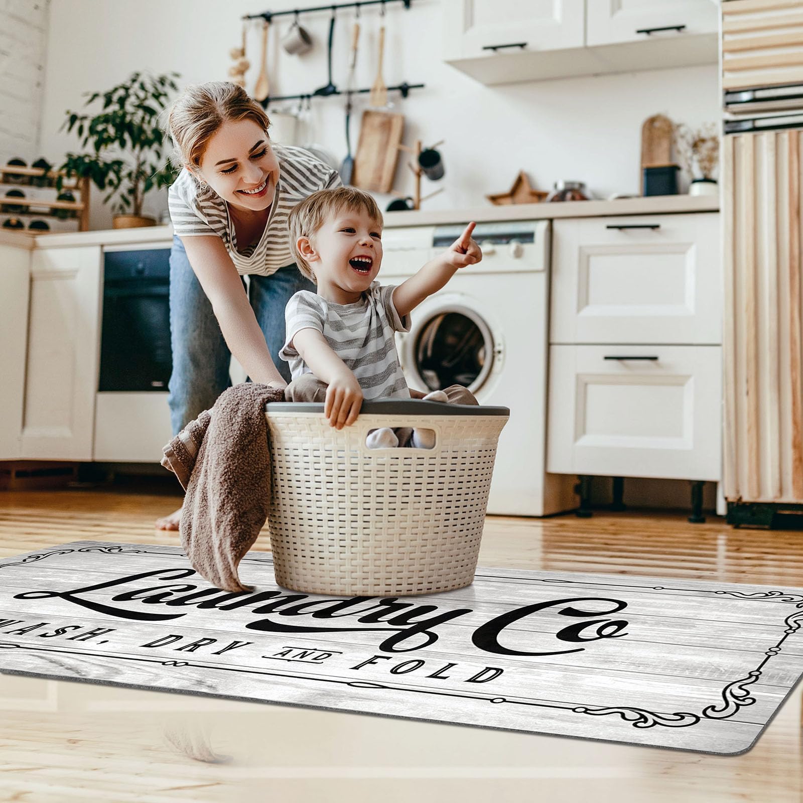 KOZYFLY Non-Slip Washable Laundry Room Rug Runner 20