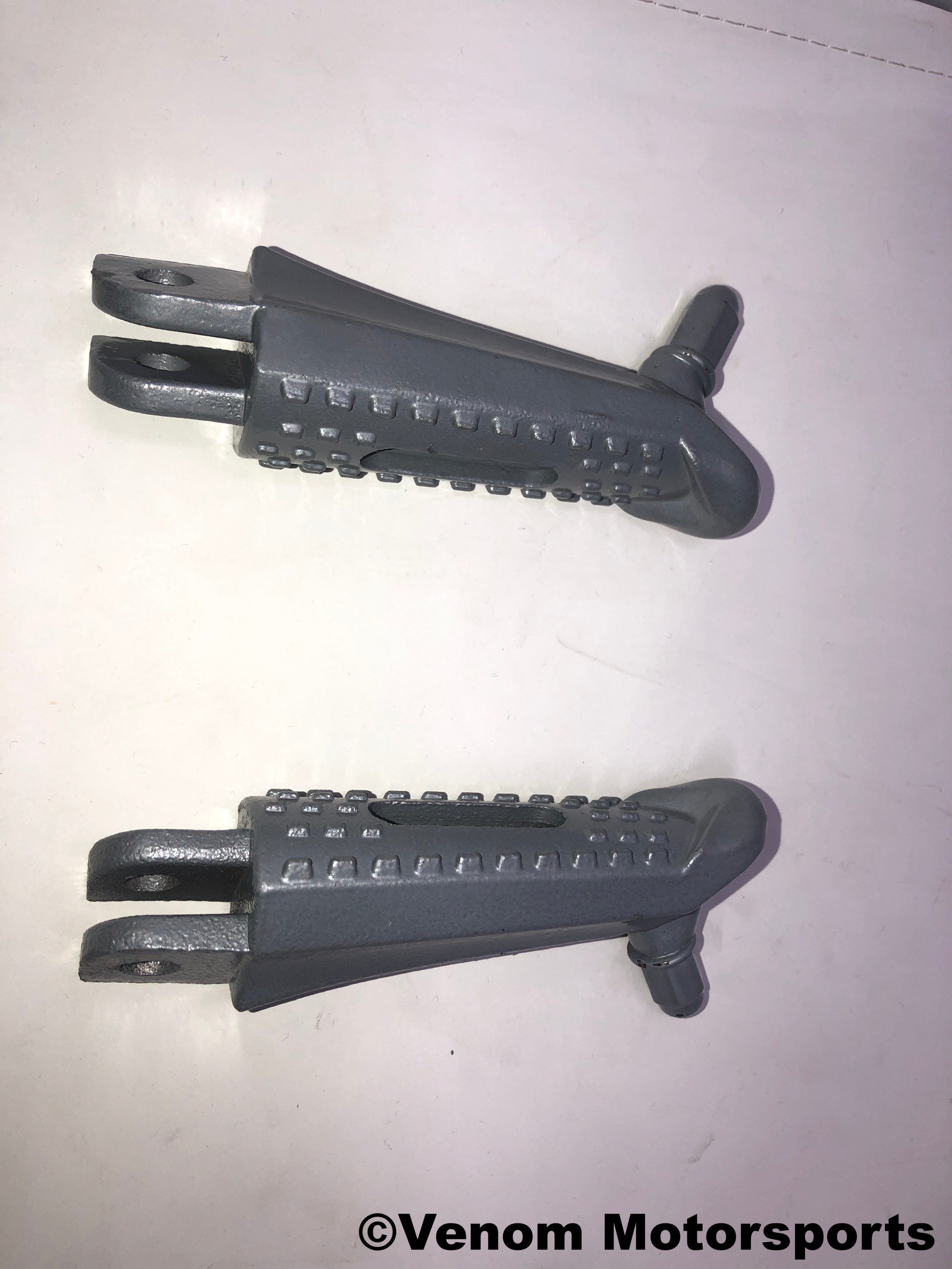 X18 50cc GY6 Motorcycle Replacement Foot Pegs - Left & Right Side (Part #2050034 & 2050035) | Compatible with Scooters & ATVs | Durable Off-Road Accessories for Adventure Riding