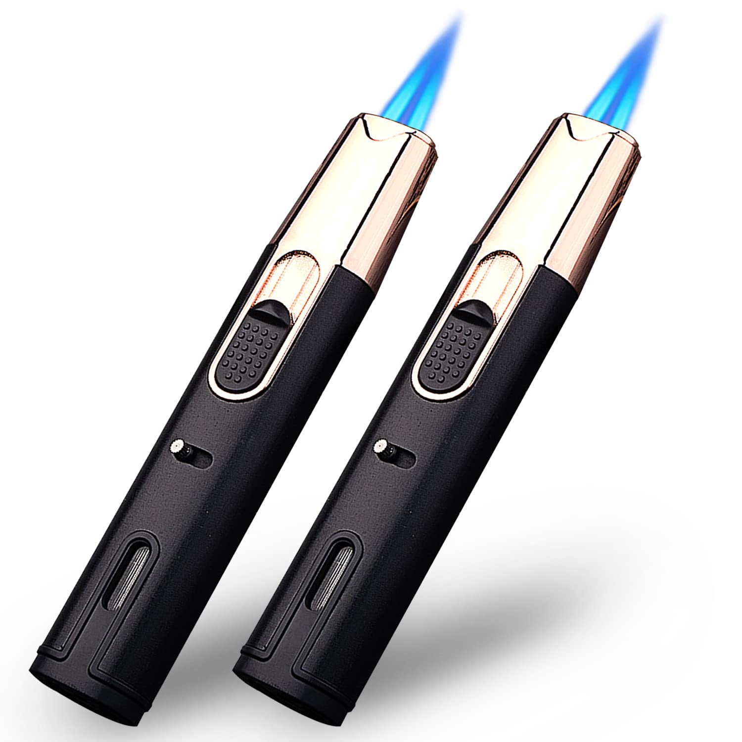 Refillable Butane Torch Lighter 2-Pack - Adjustable Double Flame for Grilling & Camping