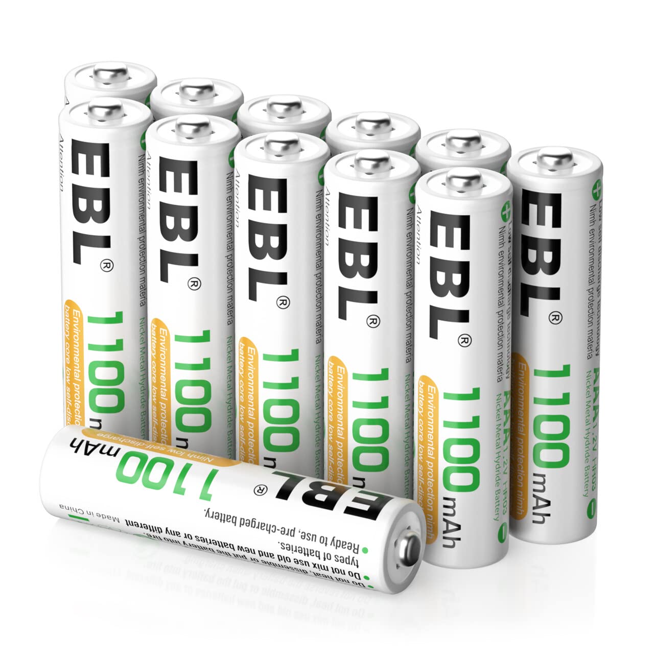 EBL 1100mAh Ni-MH Rechargeable AAA Batteries - 12 Pack | Long Lasting Power for Toys, Flashlights & Electronics | Eco-Friendly Reusable Batteries