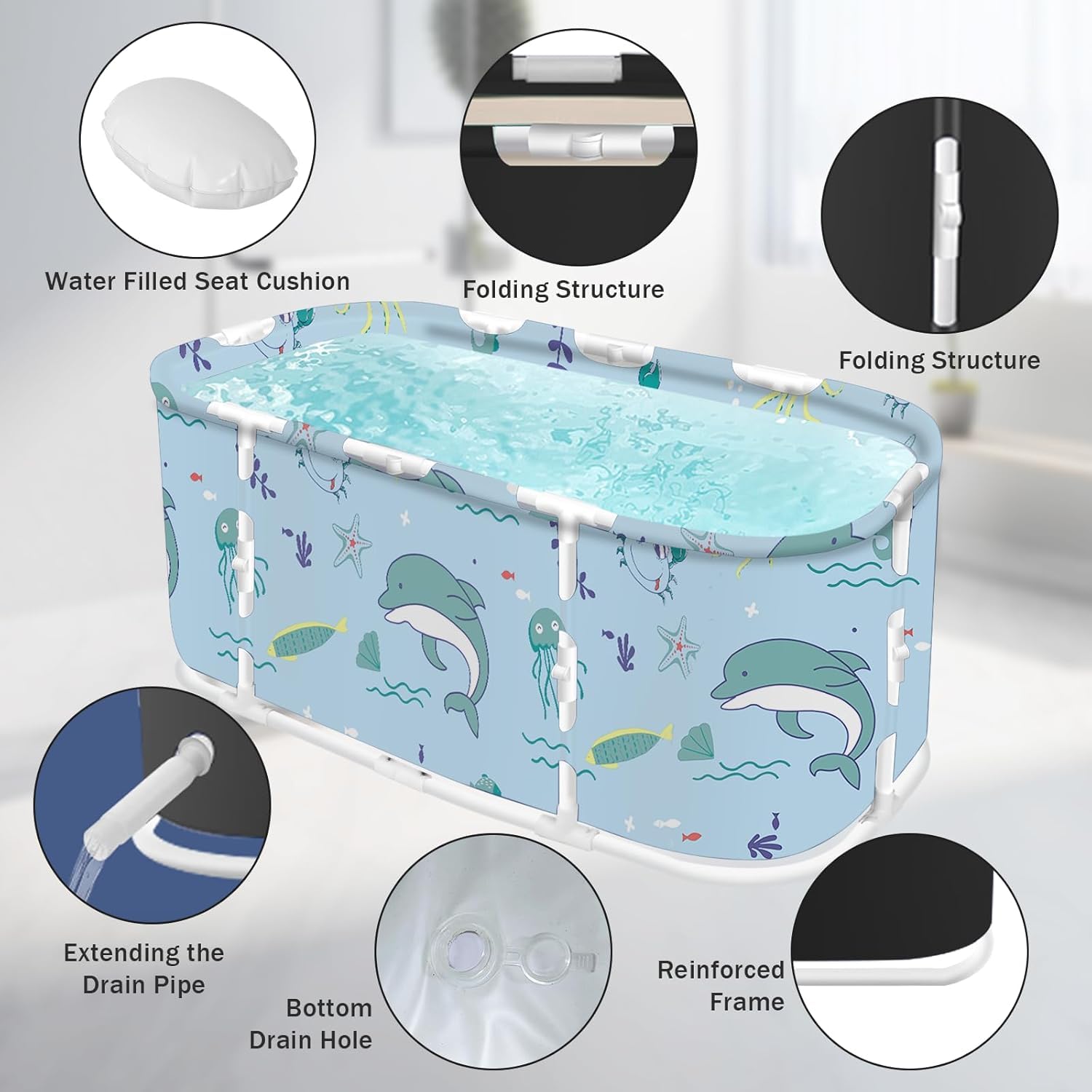 Luteti Portable Foldable Bathtub for Adults - Lightweight Spa Tub with Insulated Temperature Retention for Hot & Cold Therapy - Perfect for Home Relaxation, Muscle Recovery, and Small Spaces - Great for Stress Relief, Meditation, Yoga, Hydrotherapy & Apartment Bathing - Ideal Gift for Spa Lovers - Use in Apartments, Small Bathrooms, Home Spas & Post-Workout Recovery