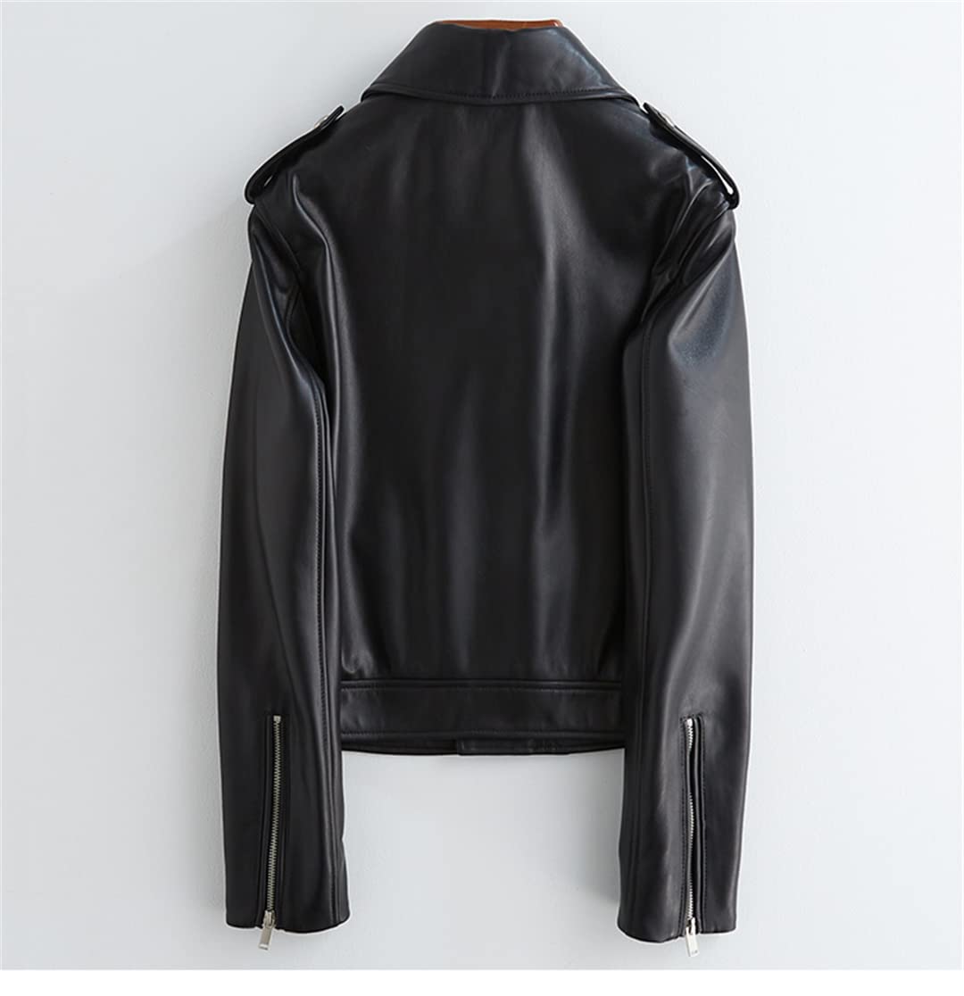 Women's Red & Black Faux Leather Biker Jacket - Long Sleeve Motorcycle Coat for Spring & Fall | Soft Vegan Leather Jacket for Riding, Casual Wear & Night Out