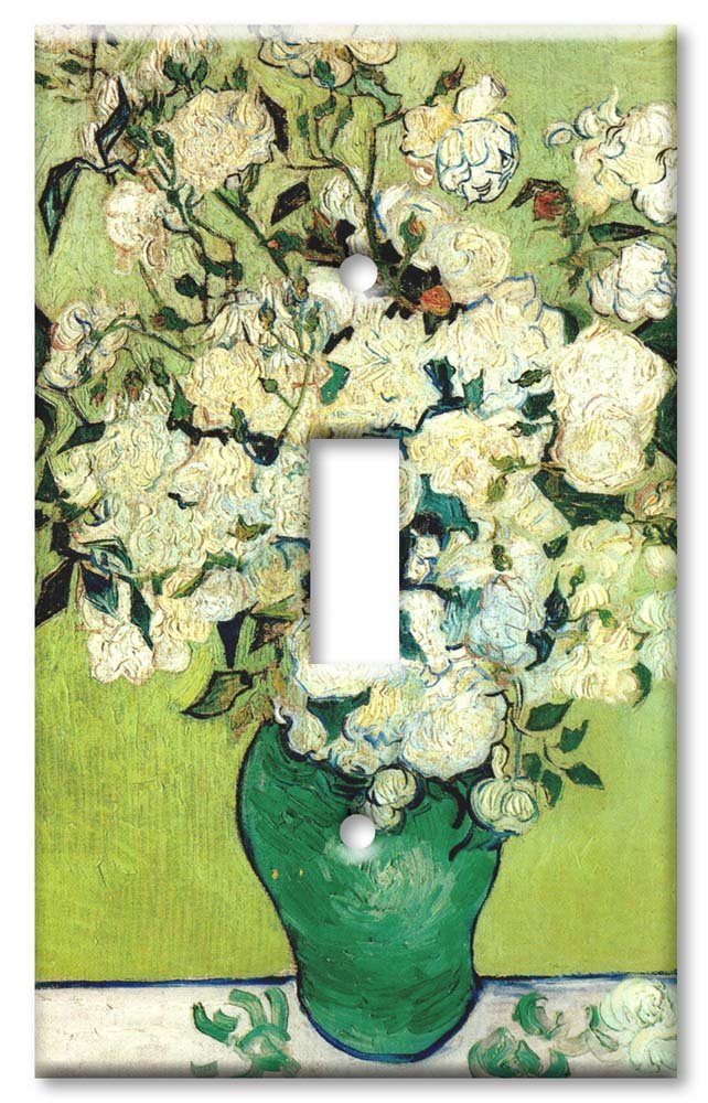 Van Gogh Vase of Roses Art Switch Plate - Single Toggle Light Cover - Decorative Wall Plate for Living Room, Bedroom & Office