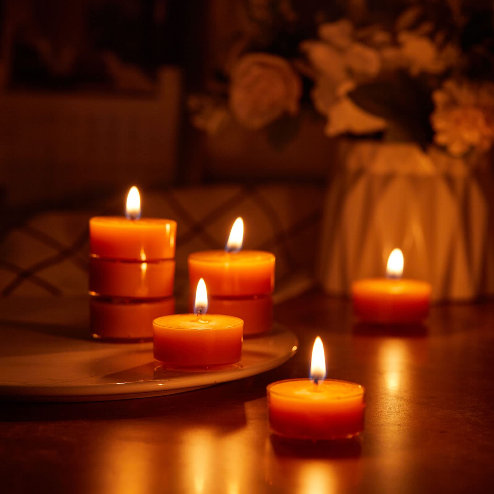 Natural Beeswax Tealight Candles - 12 Pack Long-Lasting (4 Hours Each) Eco-Friendly Tea Lights for Home Decor, Romantic Dinner, Spa Relaxation & Wedding Ambiance