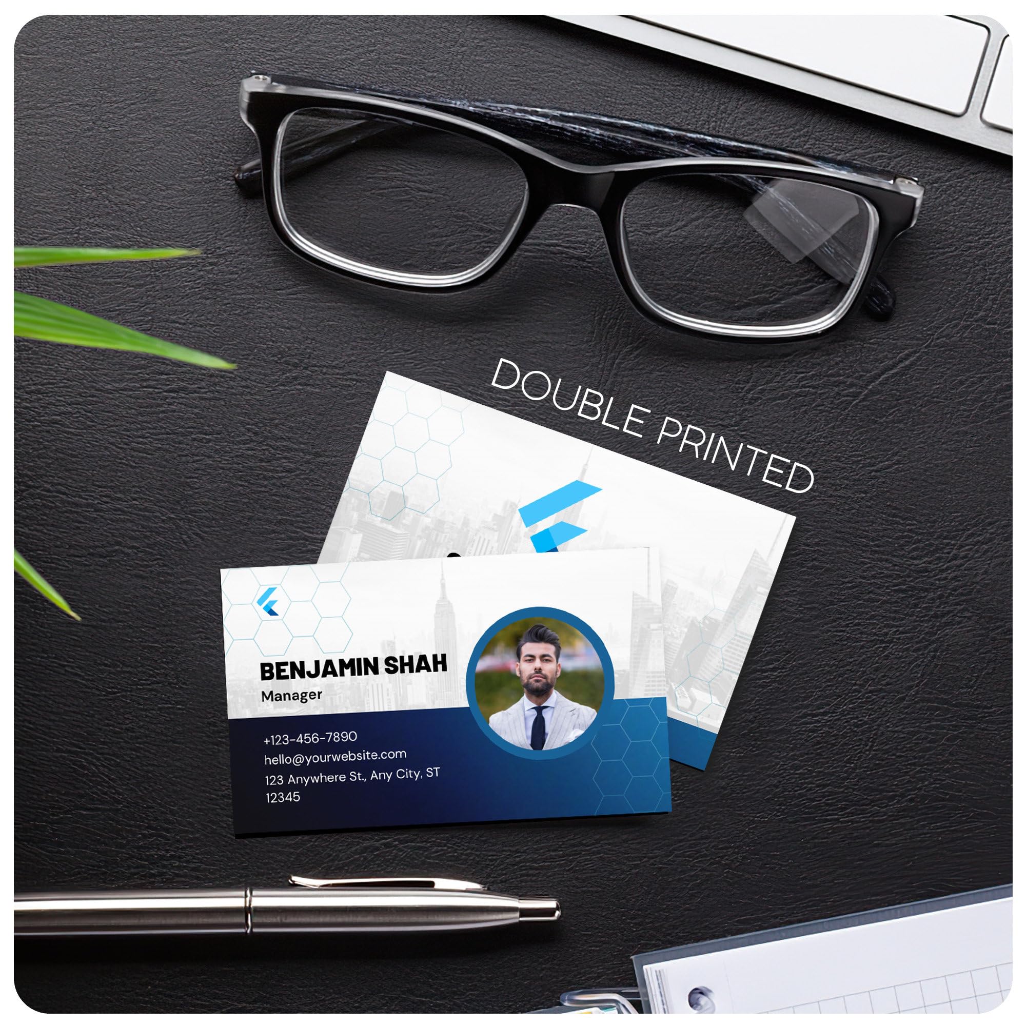 Premium Custom Business Cards with Logo - 100PCS Double-Sided Printable Personalized Business Cards for Small Business - 300GSM Waterproof Matte Finish - 3.5