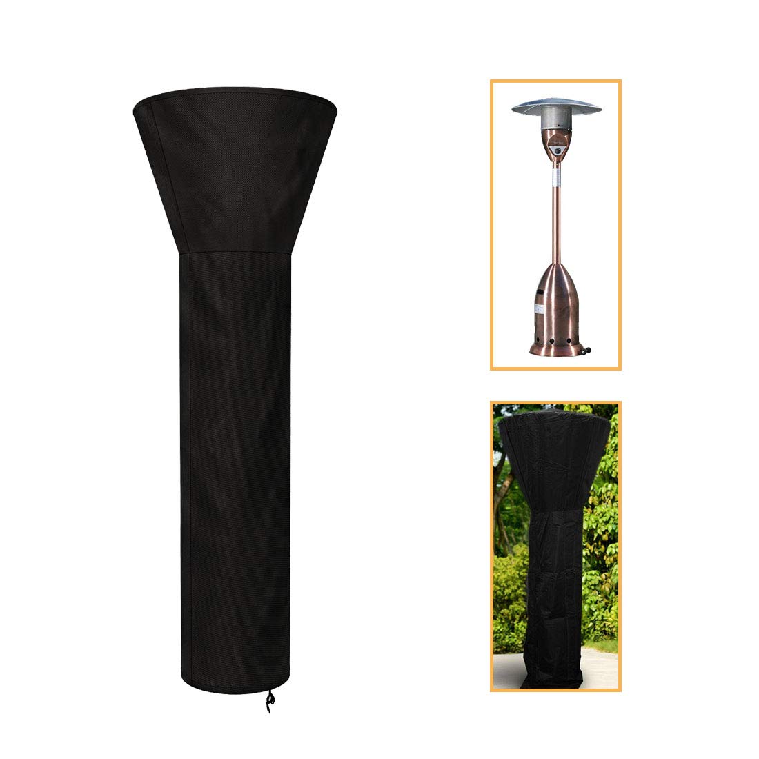 88 Inch Black Waterproof Dustproof Patio Heater Cover with Zipper - Protective Dome Cover for Outdoor Flame Tower, Backyard Heaters & Garden Furniture - Ideal for Veranda, Deck, and Patio Use
