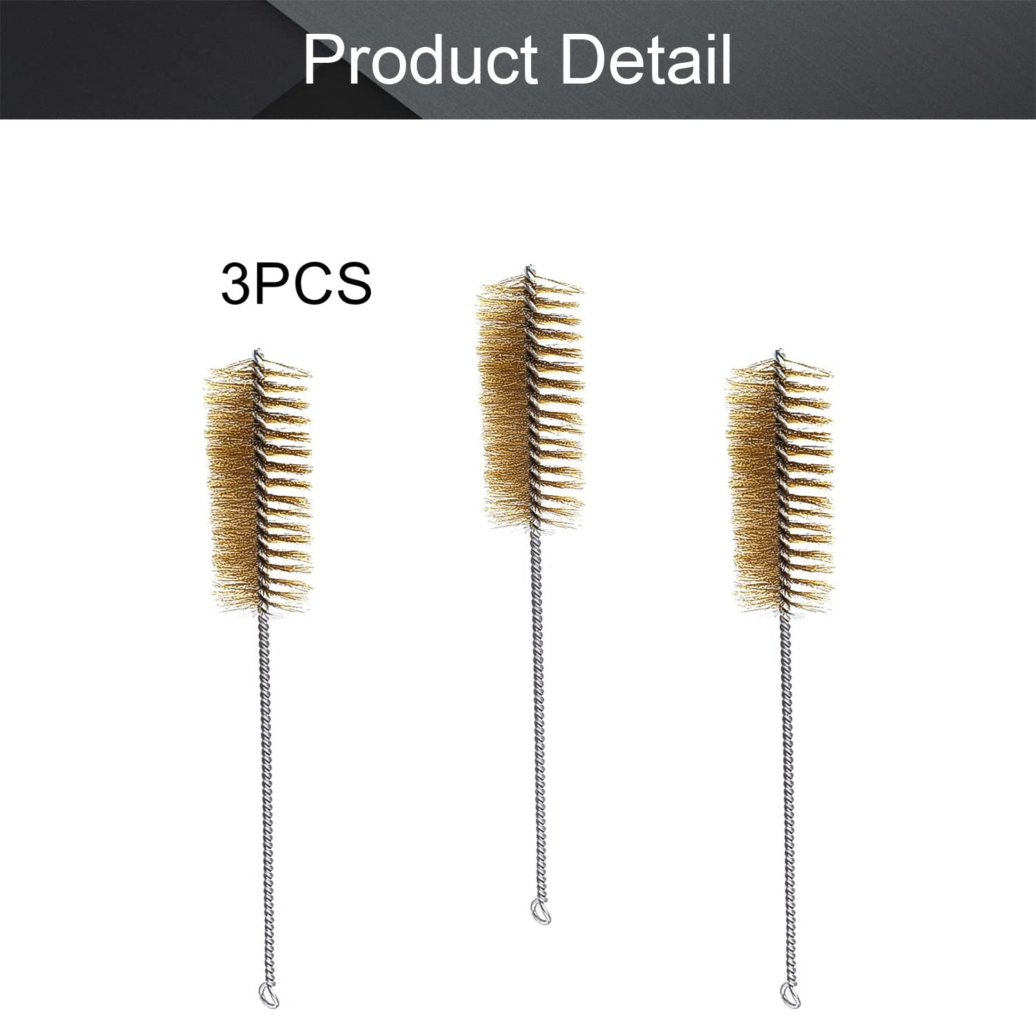 Utoolmart Copper Wire Cleaning Brush - 3pcs Spiral Power Tube Brush Set (1.6-inch Diameter, 12-inch Length) for Deep Cleaning Bottles, Tubes & Hard-to-Reach Areas | Perfect for Home, Kitchen & Laboratory Use
