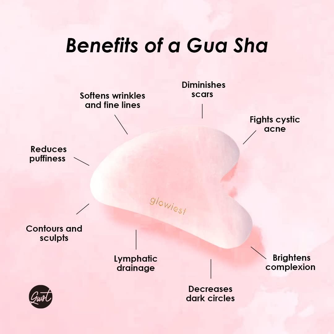 100% Natural Rose Quartz Gua Sha Tool for Face & Body - Lymphatic Drainage, Reduce Fine Lines & Wrinkles, Muscle Relaxation | Perfect for Facial Massage, Self-Care Routine & Skincare Therapy