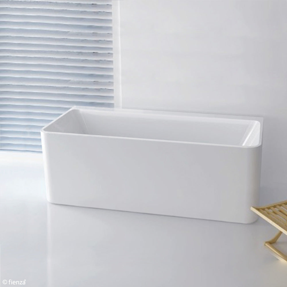 Fienza Delta 1700mm Acrylic Back to Wall Bath - Gloss White | Modern Freestanding Bathtub for Luxury Bathrooms & Spa Retreats