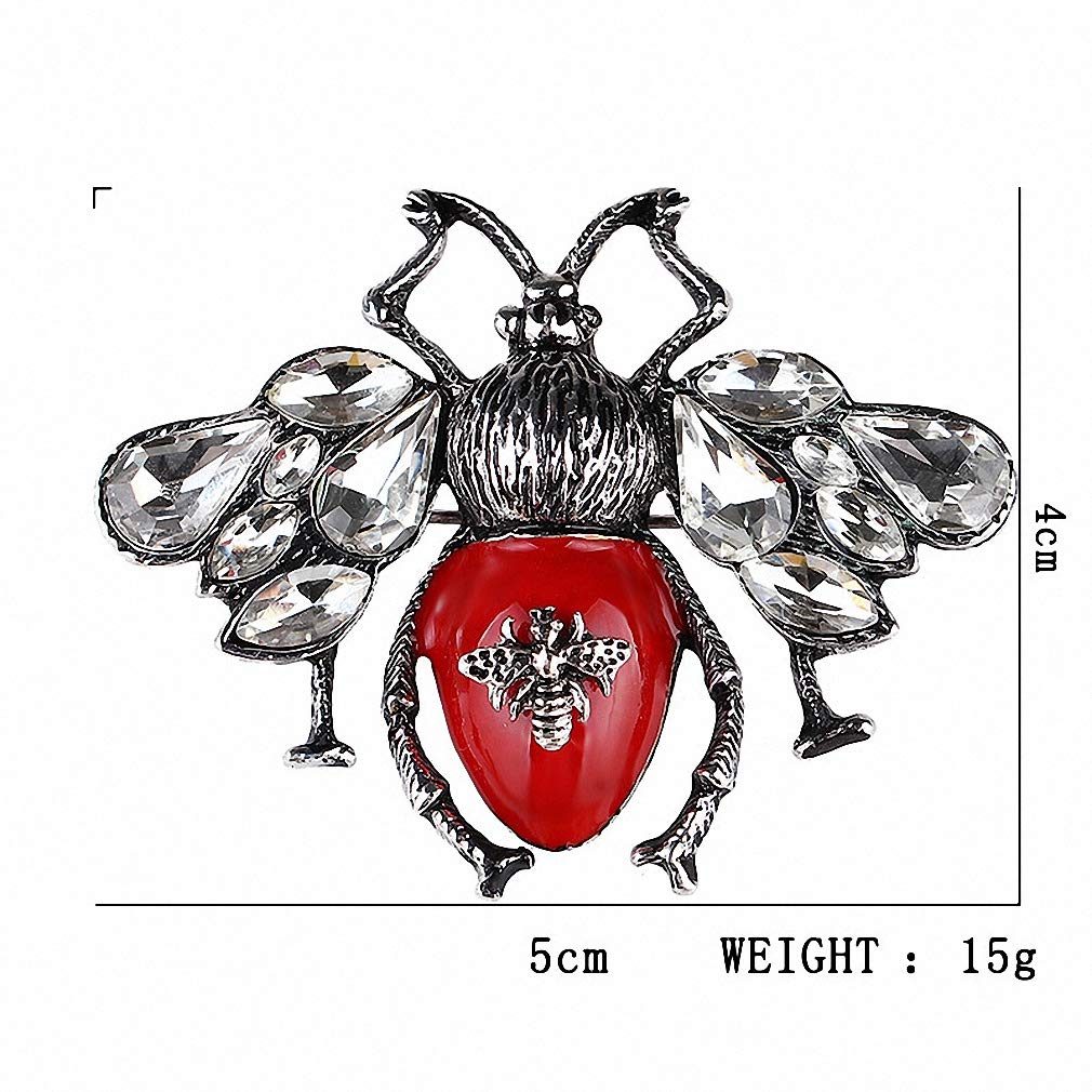 Bee Brooch Pin - Red Enamel Honeybee Jewelry for Women & Hijab