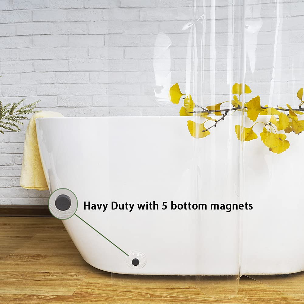 UFRIDAY 9G Clear Shower Curtain Liner - 70x72 Inch Heavy Duty with 5 Bottom Magnets, Thick Transparent Bathroom Liner for Shower Stall & Bathtub - Perfect for Modern Bathrooms & Spa-Like Showers
