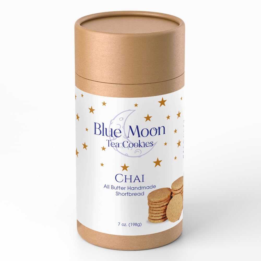 Blue Moon Tea Cookies - Chai Spiced Shortbread Cookies Gift Box (2-Pack) | Premium Tea Time Snacks | Perfect for Afternoon Tea, Gifts & Holiday Treats | Ships Same Business Day