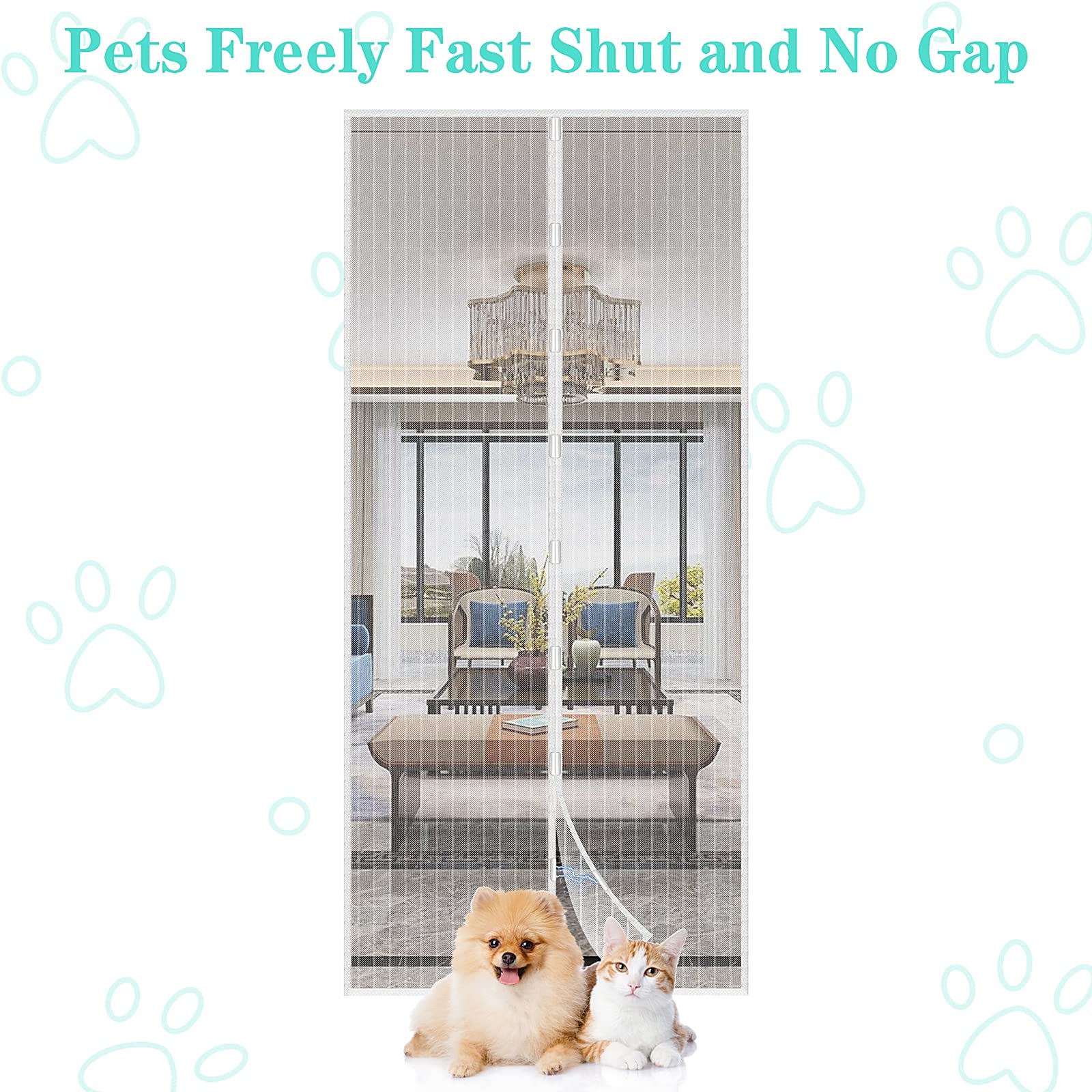 Heavy Duty Magnetic Screen Door Curtain - 39 x 83 Inch White Mesh Mosquito Net with Strong Magnets for Balcony, Living Room & Patio Doors | Keep Bugs Out While Enjoying Fresh Air