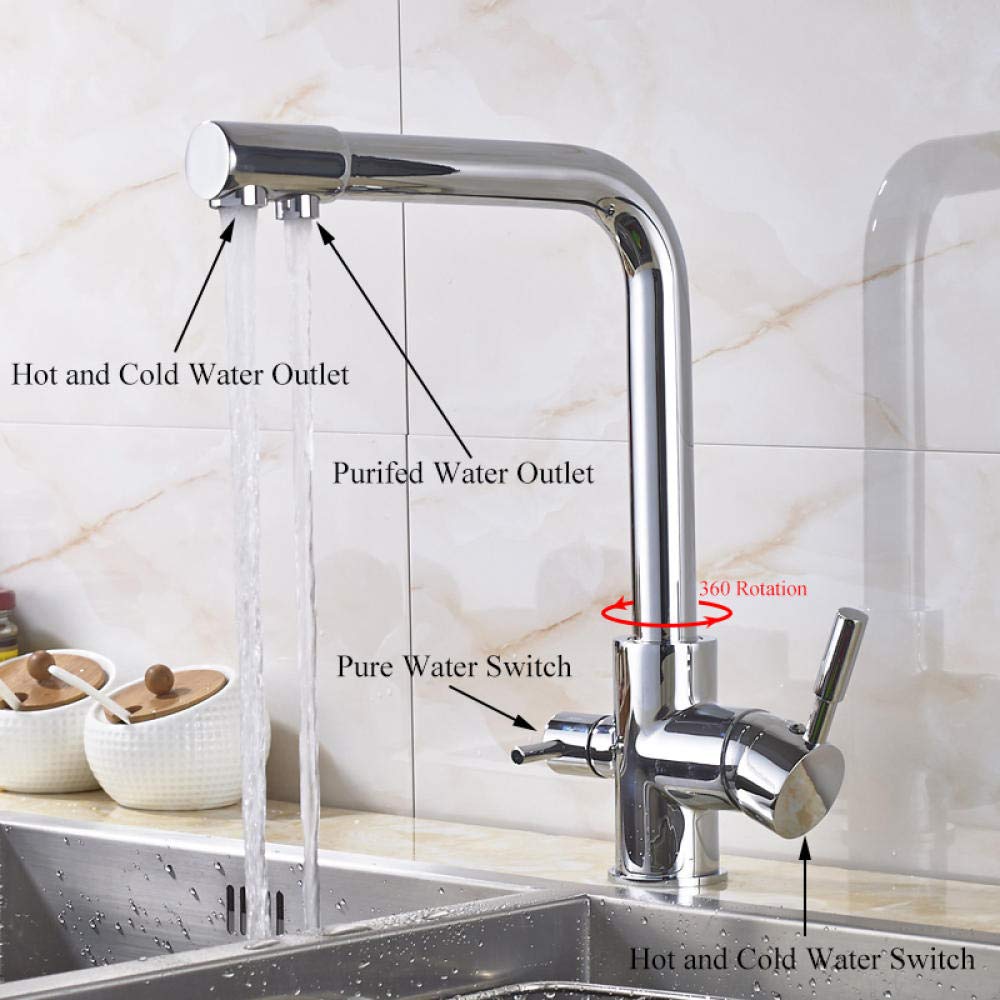 360° Rotating Deck Mounted Kitchen Faucet with Water Purification - Stainless Steel Mixer Tap for Sink, Perfect for Modern Home Cooking & Dishwashing