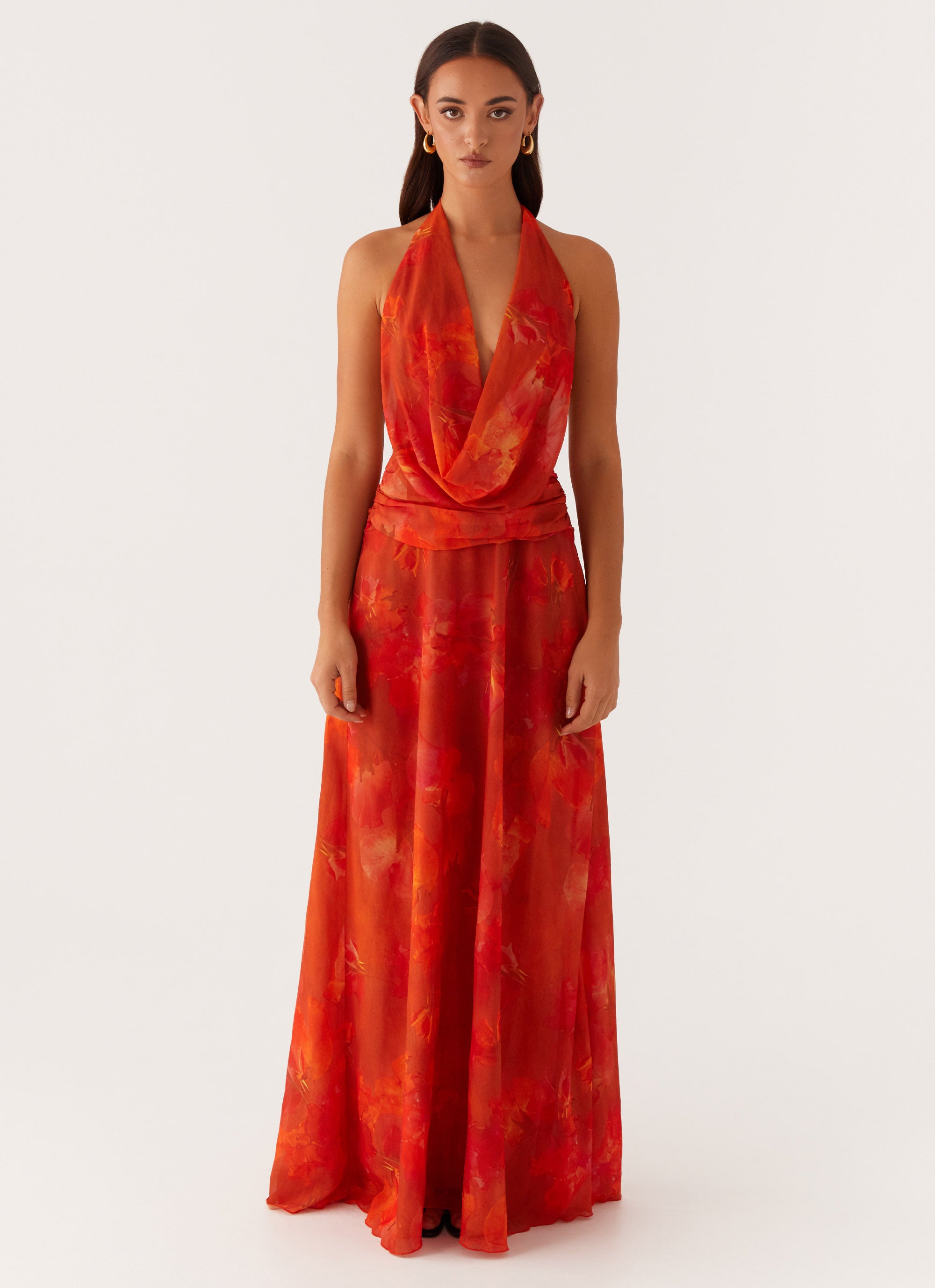 Elysia Flowy Chiffon Maxi Dress - Elegant Long Summer Dress for Women | Perfect for Beach Vacations, Weddings & Evening Parties