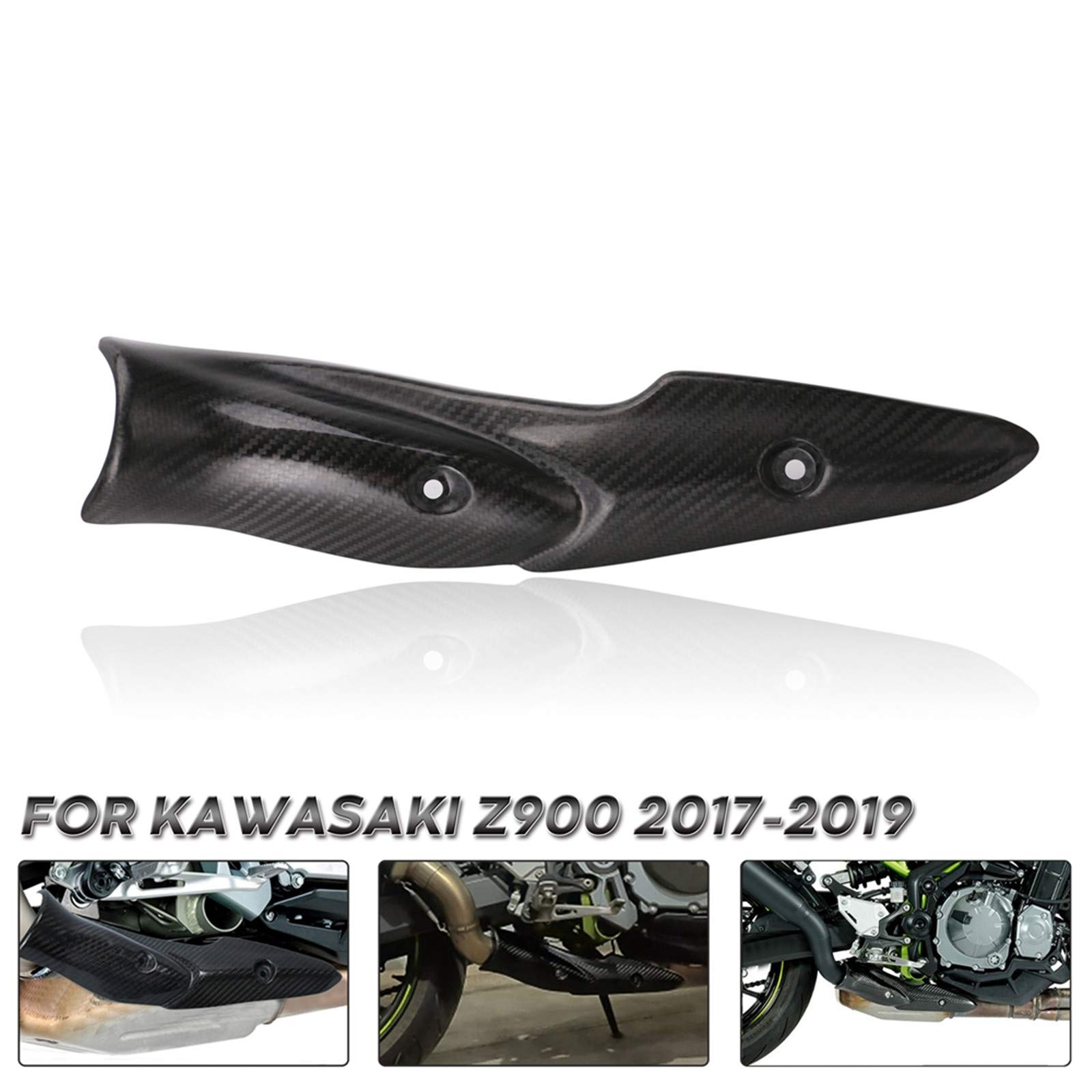 Carbon Fiber Motorcycle Exhaust Heat Shield Protector - Universal Fit for Kawasaki Z900 (2017-2020 Models) | High-Temp Insulation Cover | Perfect for Street Riding & Performance Upgrades