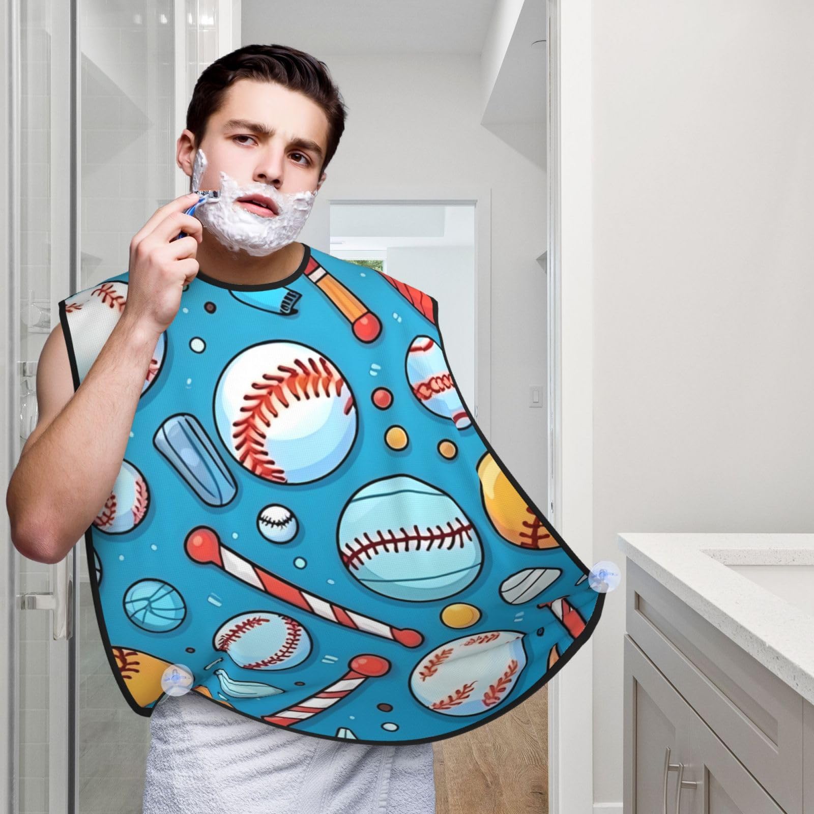 **Men's Baseball Beard Bib Apron - Non-Stick Beard Hair Catcher for Shaving & Grooming - Perfect Gift for Husband or Dad - Great for Sports, Softball & Daily Grooming**