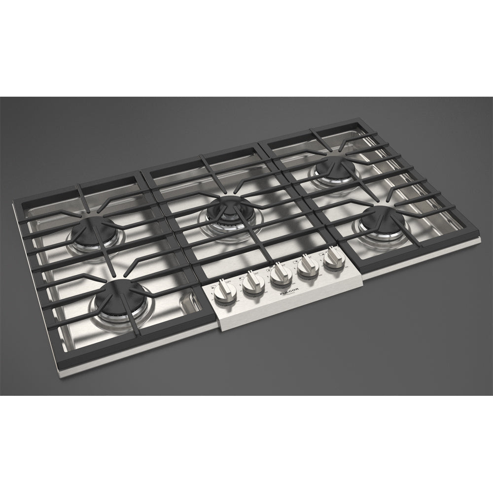 Fulgor Milano 36 Inch 5 Burner Gas Cooktop - 400 Series Stainless Steel (F4PGK365S1) | Professional Kitchen Appliance for Home Chefs & Cooking Enthusiasts