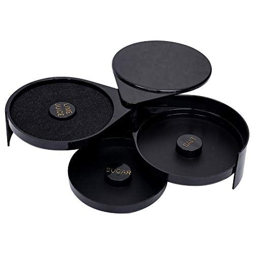 3 Tier Bar Glass Rimmer - Professional Margarita Cocktail Salt & Sugar Rim Set - Bartender Essential Tool (Black) - Perfect for Home Bars, Cocktail Parties & Mixology Enthusiasts