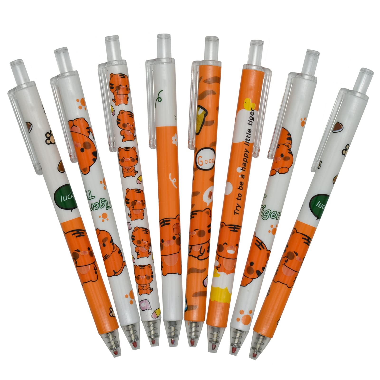 Maydahui 12 Pack Cute Cartoon Tiger Gel Pens - Retractable Black Ink Writing Pens for Kids, Boys, School, Office & Party Supplies - Perfect for Note Taking, Homework, Gift Giving & Art Projects